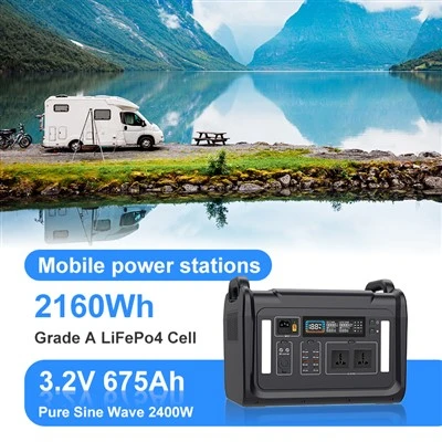 Outdoor Emergency Solar Power Station 2400W draagbare lithiumbatterij 2160wh